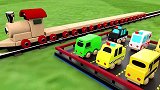 启蒙教育 3D动画木质小火车运输彩色小汽车   学习颜色