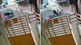 印度一头牛在街头袭击骑摩托车的一家三口
