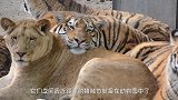 两只老虎面对一只狮子，场面太出乎意料，狮子的下场真没眼看