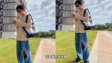 井柏然分享上班穿搭，破洞牛仔裤配拖鞋，潮出新高度