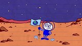 创意铅笔动画：在火星插旗的铅笔人