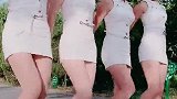 四大美女公园一角跳广场舞，大长腿好性感啊