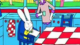 超人兔：西蒙还挺调皮，在妈妈旁边做鬼脸，真是个小孩子