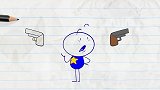 创意铅笔动画：有了枪后的铅笔人走路简直太嘚瑟了