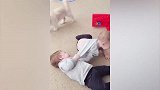 双胞胎宝宝在一起玩耍，接下来弟弟的动作，妈妈笑傻了