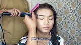 妹子妆前长得很普通，妆后变美女，像整容那样