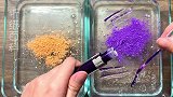 用紫色与橘色化妆品给透明泥染色，无硼砂，你喜欢哪一个