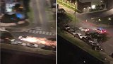 夏威夷一辆车与地面摩擦火花四溅，司机仍继续行驶连撞数车