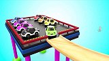 3D动画木质小火车运送彩色迷你小汽车 学习颜色