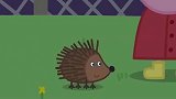 小猪佩奇：小刺猬看到佩奇和乔治有点害羞，最后变成了一个小球