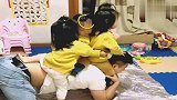 自从生了三胞胎女儿，为了哄她们开心，爸爸太难了