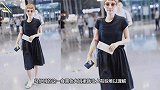 马伊琍时尚品味真独特，穿黑色T恤配半身裙，毛毛拖鞋难道不热？