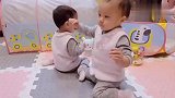 双胞胎宝宝太可爱了,尤其是在一起玩的时候,相处得真和谐！