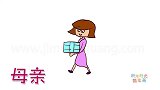 人物简笔画大全，画抱着礼物的母亲简笔画