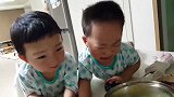双胞胎抢饭吃,哥哥先下手为强,接下来弟弟的反击太搞笑了!
