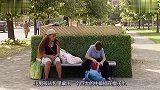 国外爆笑恶作剧，熊孩子用大牛排做诱饵引来大鸟，路人被吓蒙了