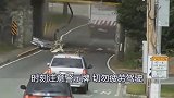 小货车无视限高，直接往里开，导致车身纷飞，瞬间破裂