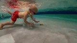 爸爸心真大！驮着孩子潜水，宝宝抱住爸爸脖子不肯放手