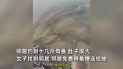 邻居钓到十几斤大肚子母鱼，女子特意要回骑车放生，鱼儿反应暖心