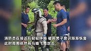男子穿防蜂服掏马蜂窝，被蜇昏挂30多米高树上，一个多小时后被救下