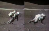 首次登月爆笑镜头公开：宇航员失重频频跌倒