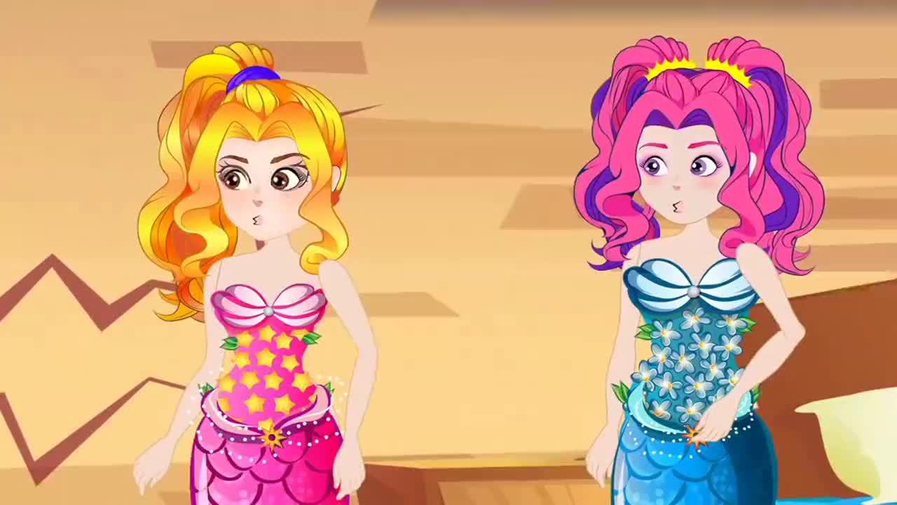 儿童卡通片:美人鱼姐姐学习游泳
