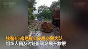 攀枝花两车被落石砸中3人受伤 轿车被压得像铁饼