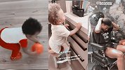 NBA星二代们的日常：布朗尼做头发库里儿子搞笑对话播放器