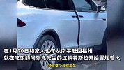 特斯拉停路边突然起火，车主现场崩溃“第一次遇到这种事情”
