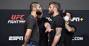 UFC格斗之夜178发布会对视：奇马耶夫笑里藏刀杀气十足