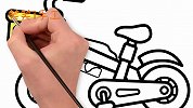 简笔画自行车，边涂色边学习颜色，幼儿绘画教程