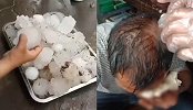 贵州玉屏突降冰雹 路人头被砸破黄桃树只剩树干