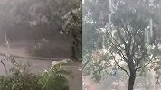实拍北京暴雨侵袭瞬间：瓢泼大雨倾盆而下，疾风裹挟雨雾朦胧