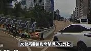 汽车错过路口欲横跨多车道，撞倒骑行交警愣在车上，行车监控曝光！