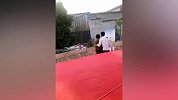 安徽一场婚礼的现场，新郎当众亲友面暴打父亲拉都拉不住
