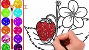 简笔画草莓，边涂色边学习颜色，详细绘画教程