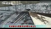 实拍勤奋乌鸦屋顶练滑雪自娱自乐