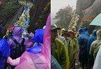 黄山爬到一半想回家进退两难 镜头一转无奈又好笑