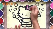 小朋友喜欢的，手工制作沙画，拿着魔仙棒的hellokitty