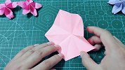 一张纸折出漂亮的樱花，简单手工折纸视频