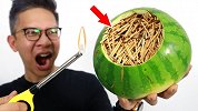 老外用1万根火柴烤西瓜皮结果没烤熟，网友：下次试试10万根！
