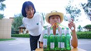 喝啤酒赢空调游戏，老板觉得有难度，没想小伙用吸管轻松解决