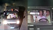 一对男女叠坐驾驶位开车 女在前男在后均未系安全带