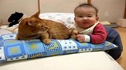 [搞笑]超萌宝宝咬猫咪尾巴