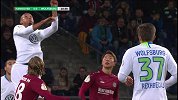 狼堡后卫乌龙头球后蹭 汉诺威锋霸插上凌空怒射被扑