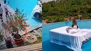 游客称无边泳池玩漂床被解安全绳险坠崖 文旅局：民宿证不全