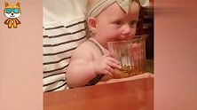 老爸当着宝宝的面喝啤酒，接下来请注意宝宝的表情，看一次笑一次
