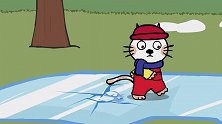 小猫汤米：汤米要玩溜冰，瓦瓦也一起来吧，溜冰可好玩了