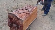 一截普通的原木，看越南木工如何改造成实木沙发的，这手艺太牛了