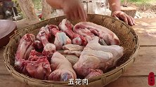 猪蹄，排骨，大棒骨，农村大叔做“张掖卤肉炒炮”，这顿吃得过瘾